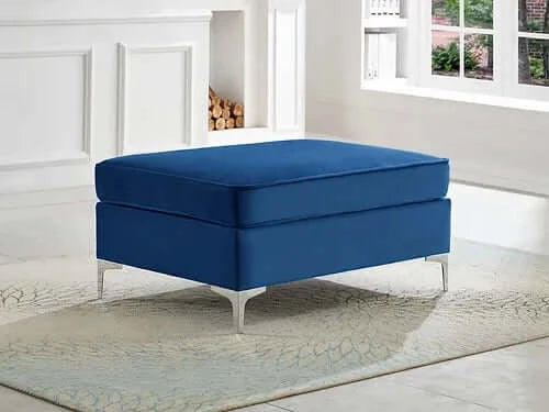 Jason Contemporary Storage Ottoman In Enticing Blue Finish