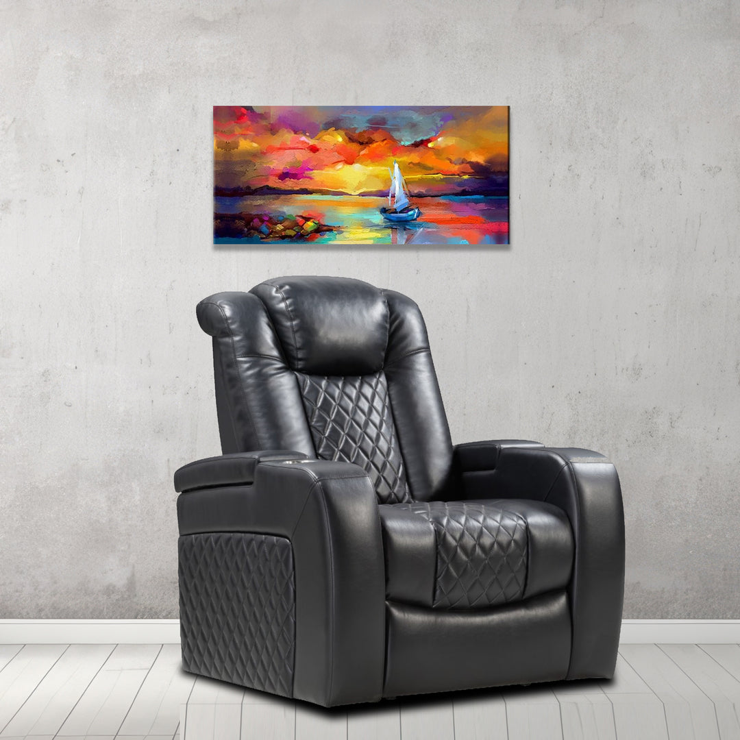 Pulse Power Recliner Chair With Bottom LED Lighting - Midnight Black