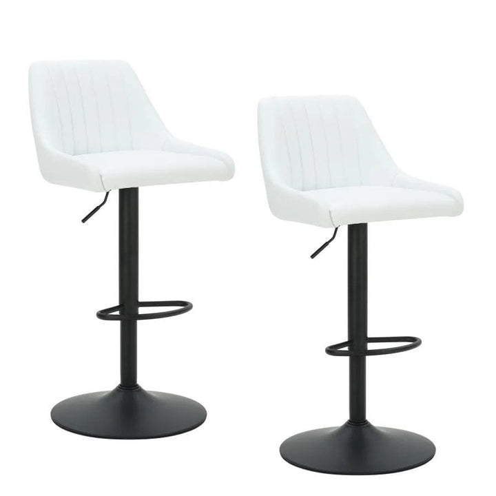 Quentin Adjustable Air-Lift Counter Stool (Set of 2) - White/Black