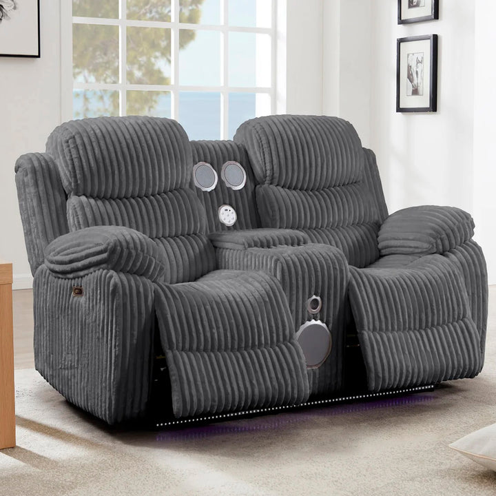 Cascade 3-Piece Power Recliner Set In Luxurious Fabric Upholstery - Grey