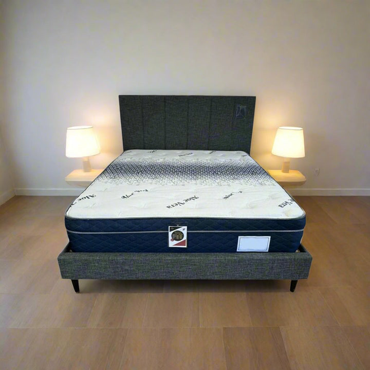 Elowen Fabric Upholstered Platform Bed Frame In Grey Finish