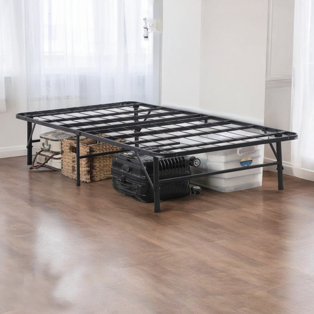 Callum Metallic Platform Bed Frame In Midnight Black Finish