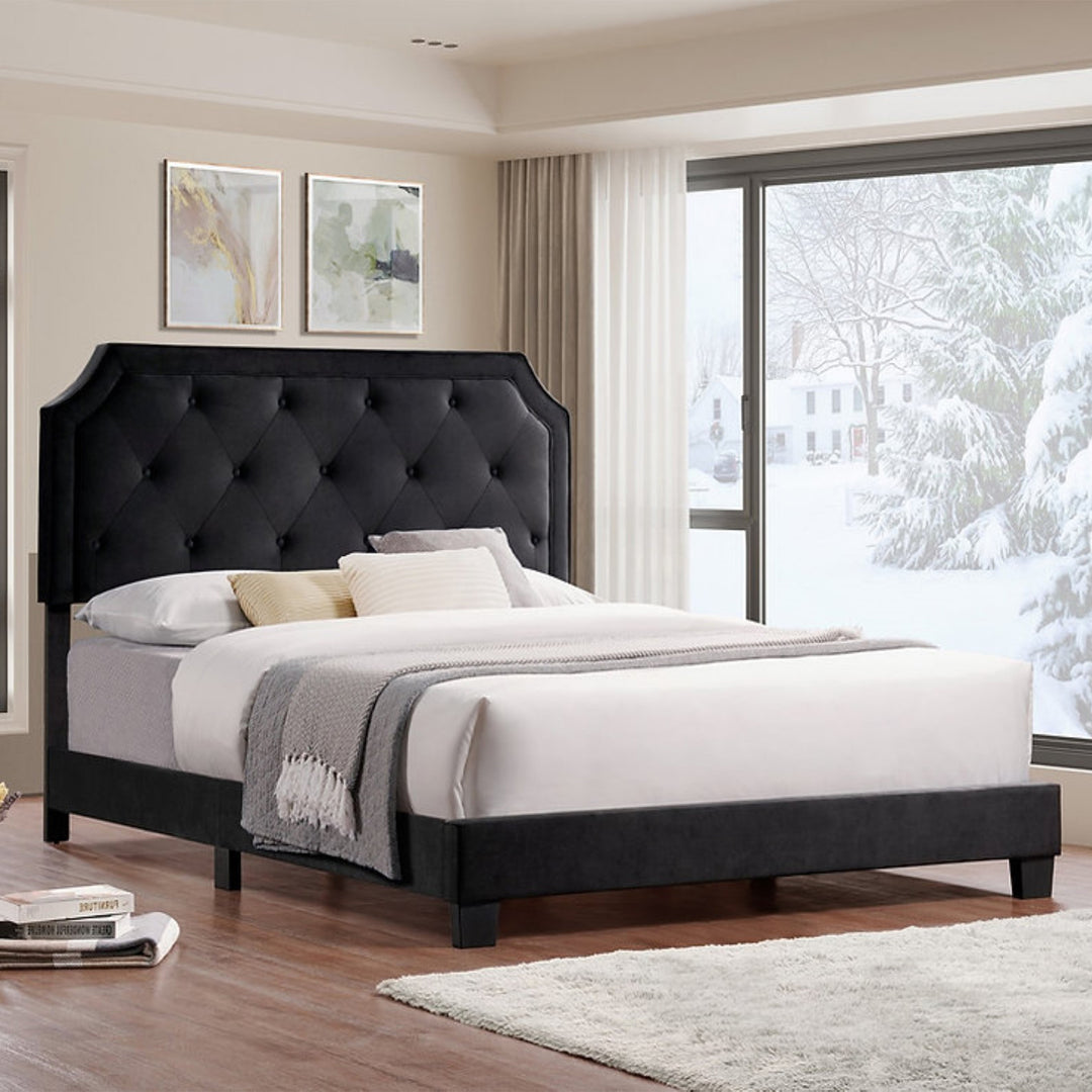 Bloom Black Platform Bed With Sophisticated Valvet Fabric