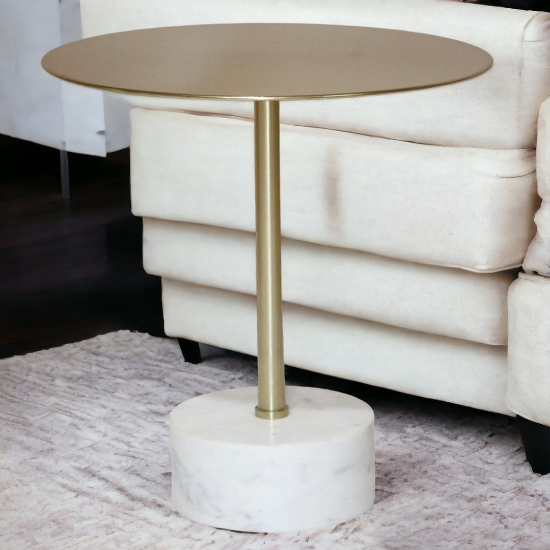 Contemporary Kieran Accent Table - White/Gold