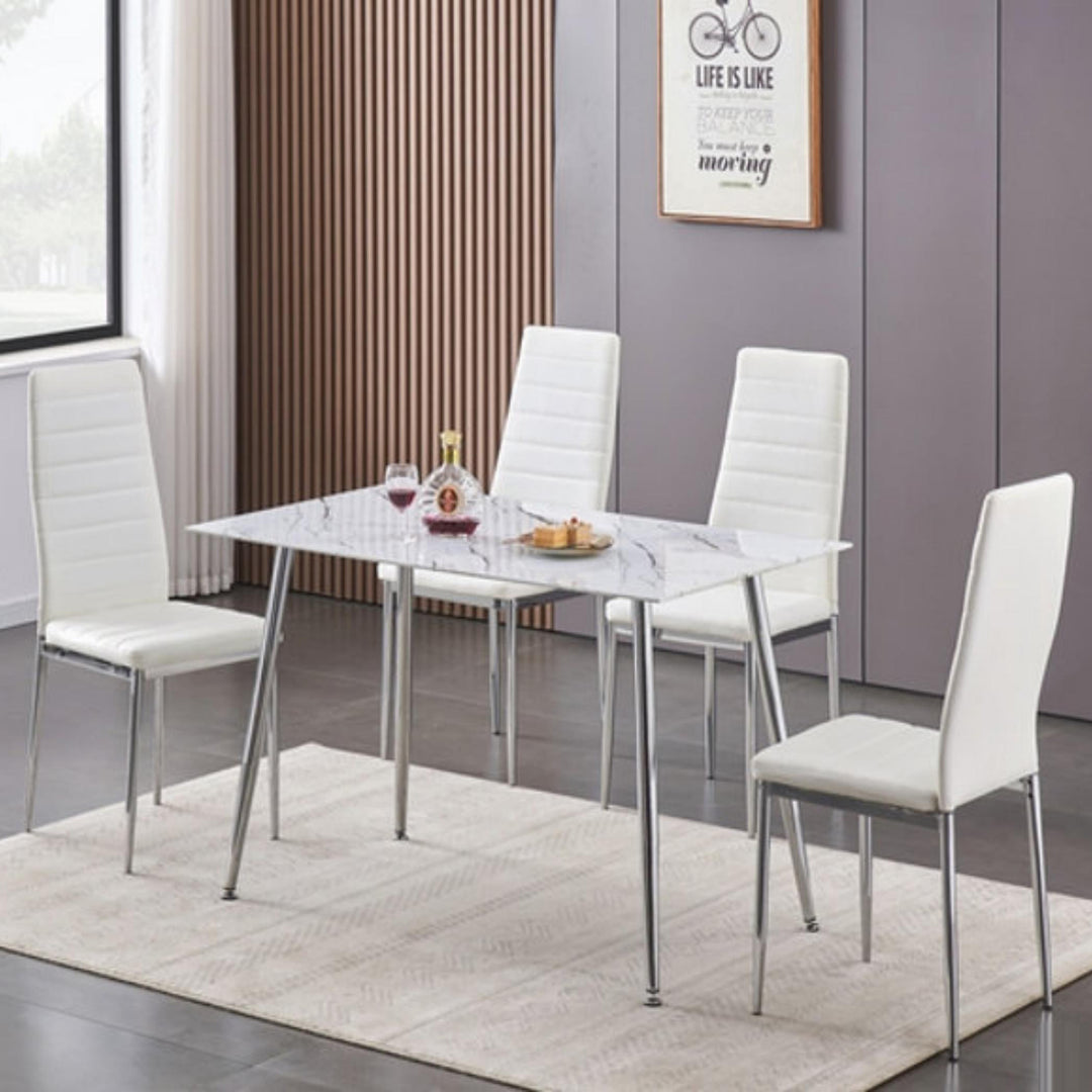 Charlotte 5-Piece Small Dining Set - Pearl White