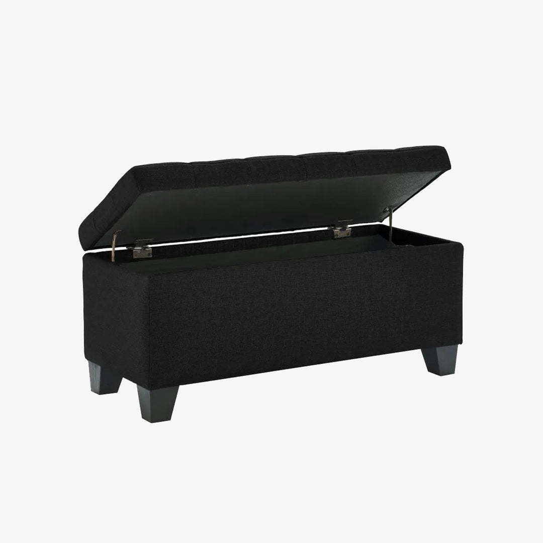 Oscar Rectangular Storage Ottoman Bench In Black Finish