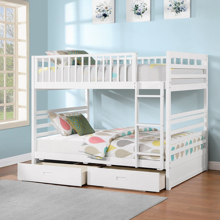 Grace Elegant Bunk Bed (Double/ Double) With Storage Drawers - White
