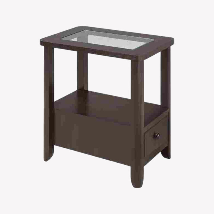 Versatile Dark Cherry Accent Table with Glass Top - Stylish and Functional