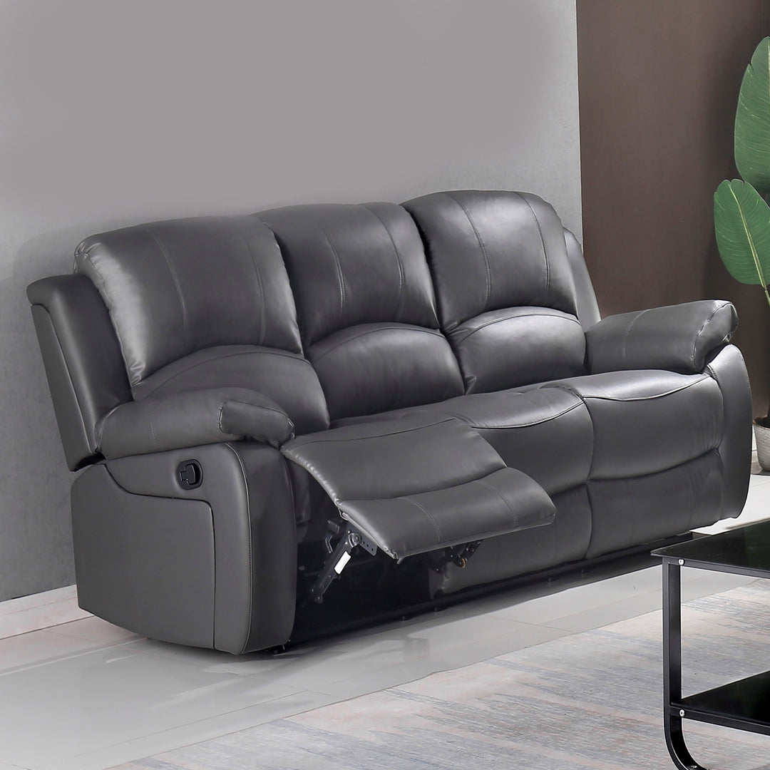 Hemti Grey 3-Seater Luxurious Recliner With Dropdown Tray
