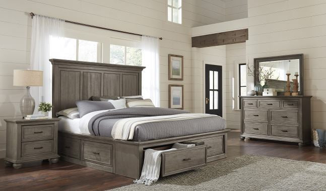 Radiance 7-Piece Bedroom Set In Wire-Brushed Finish - Grey