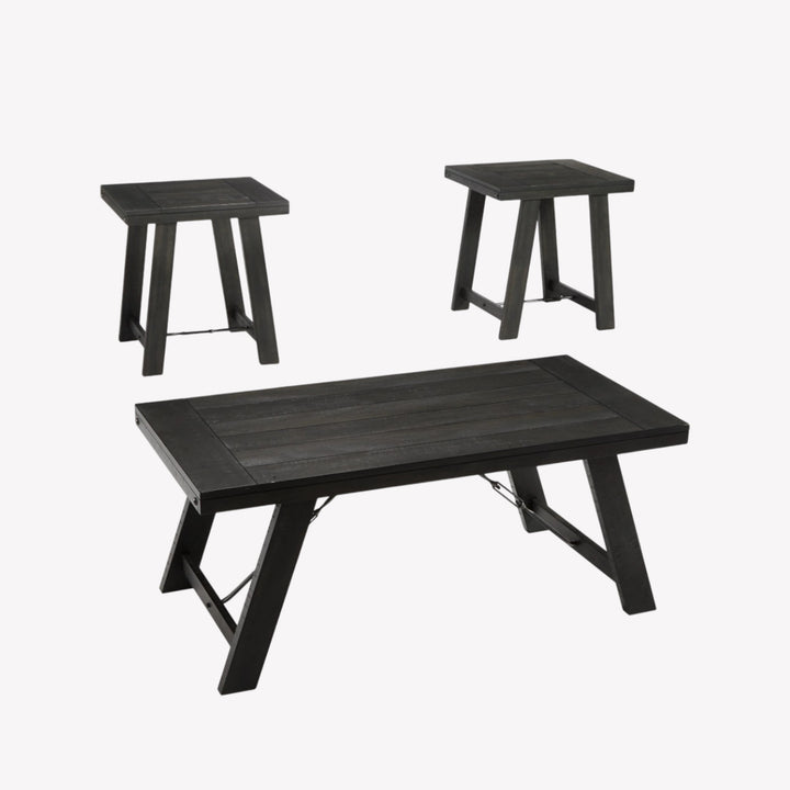 T351-13 Noorbrook Occasional Table Set In Black/ Pewter Finish (Set of 3) | Signature Design By Ashley