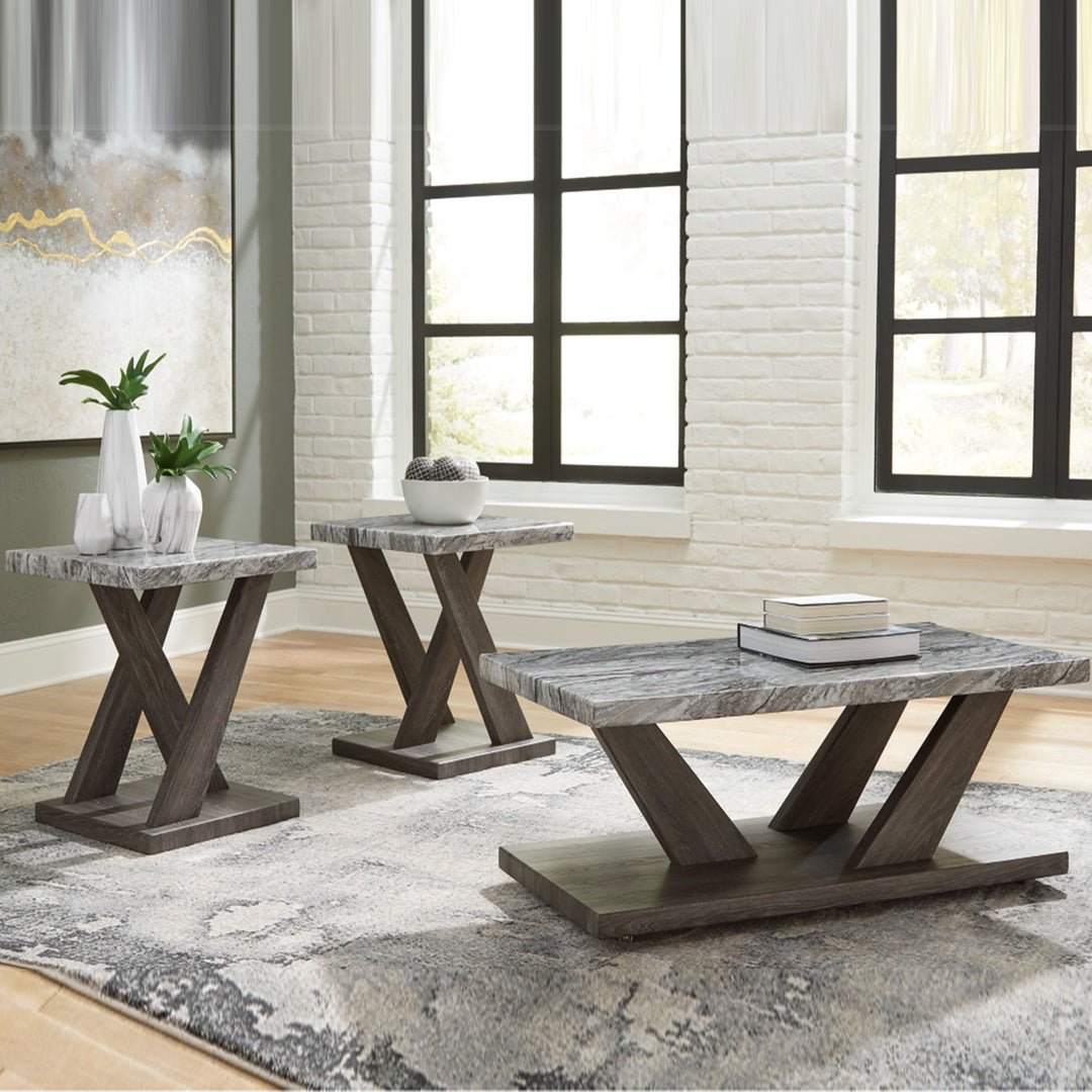 T400-13 Bensonale Occasional Table Set In Faux Grey Finish (Set of 3) | Signature Design By Ashley