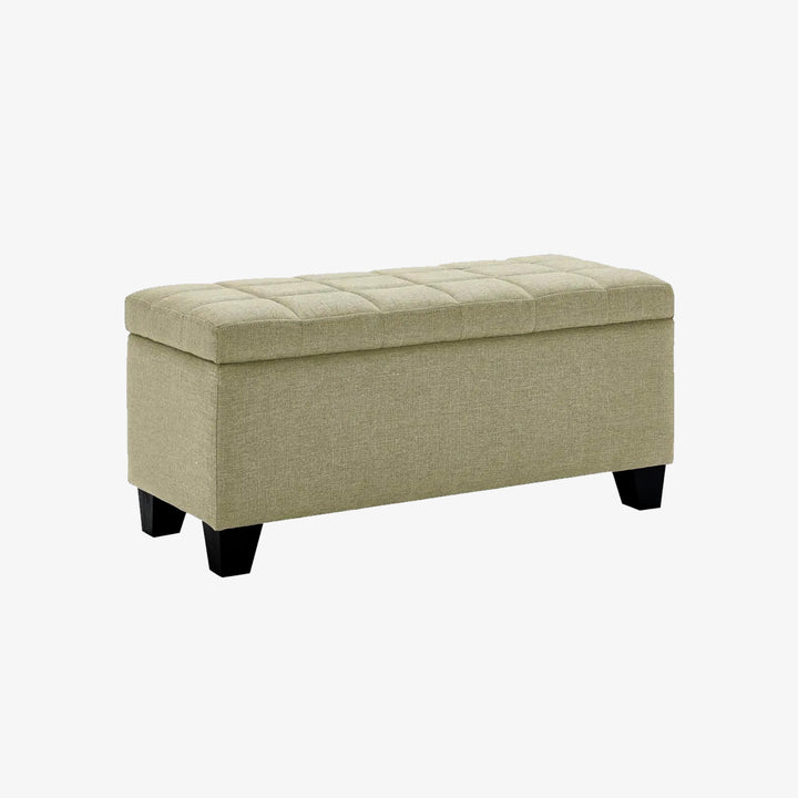 Oscar Rectangular Storage Ottoman Bench In Beige Finish