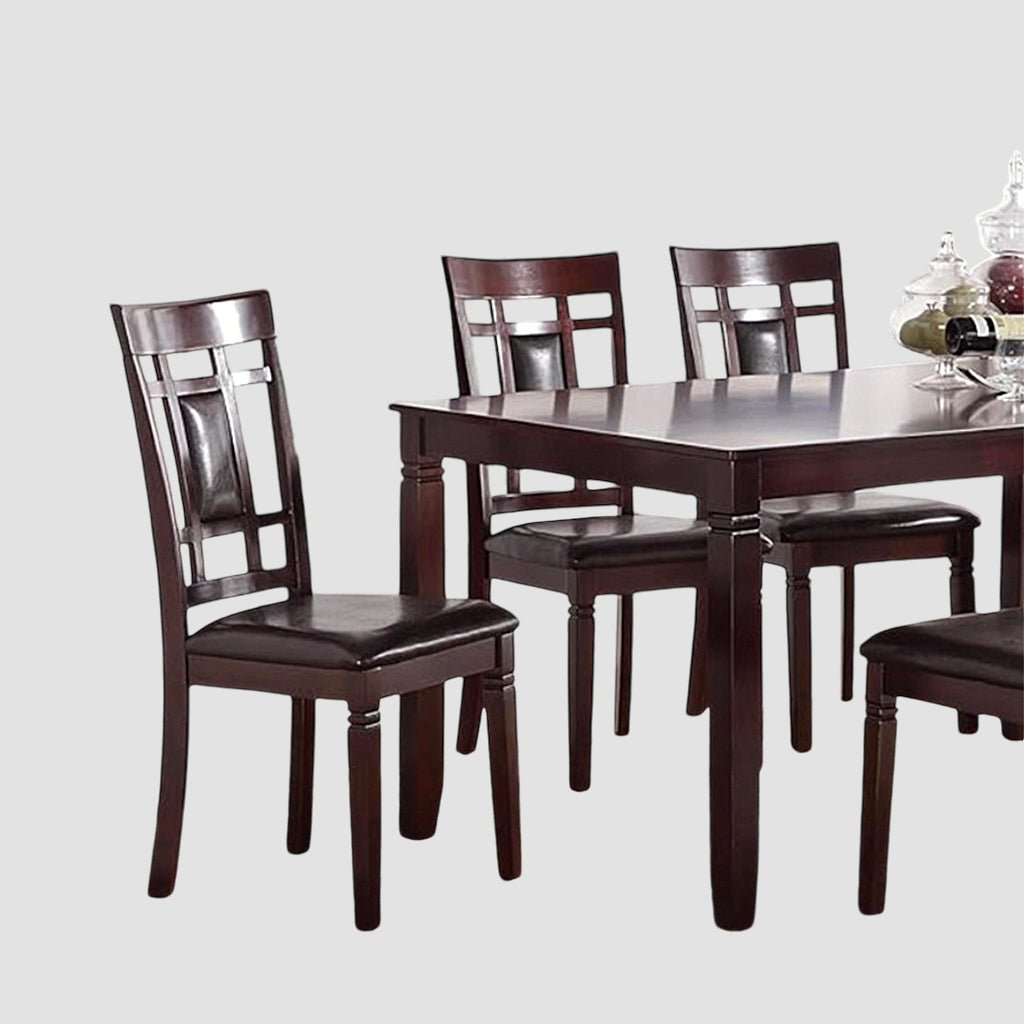 Alexia 7-Piece Classic Wooden Dining Set In PU Upholstery - Espresso