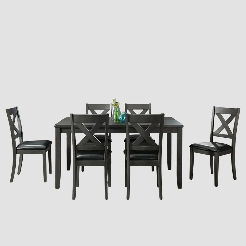 Altair 7-Piece Wooden Dining Set In Splendid Grey Finish