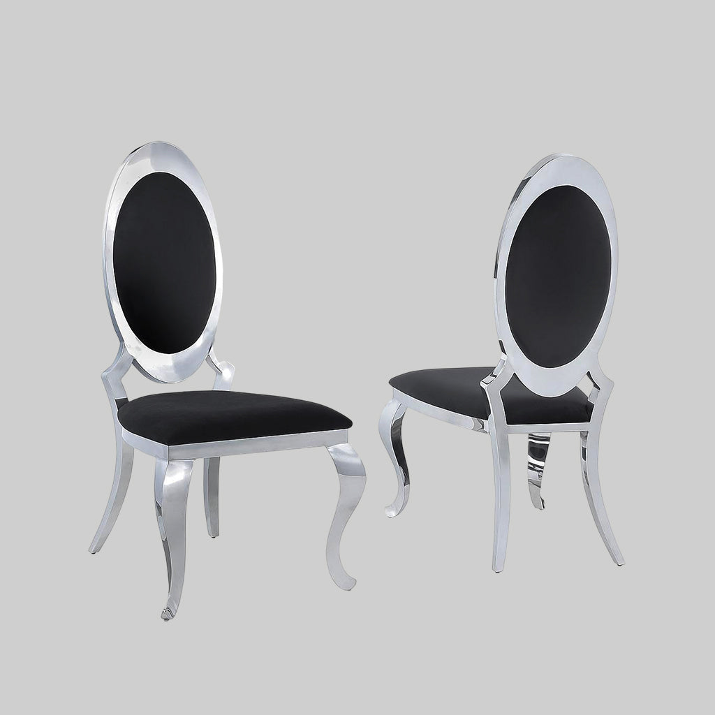 Luxurious Anchorage Side Chairs With Chrome Finish (Set of 2) | Available In White & Black Colors