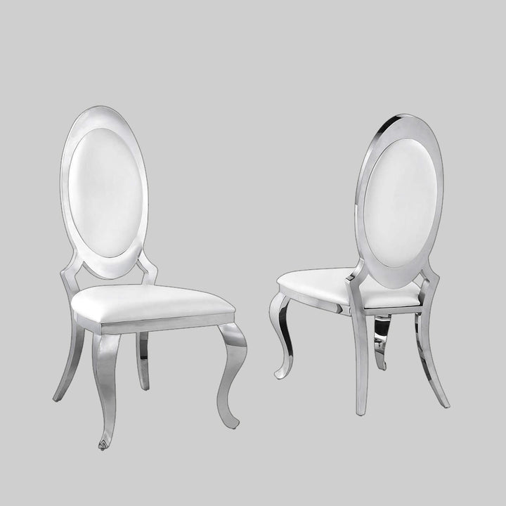 Luxurious Anchorage Side Chairs With Chrome Finish (Set of 2) | Available In White & Black Colors