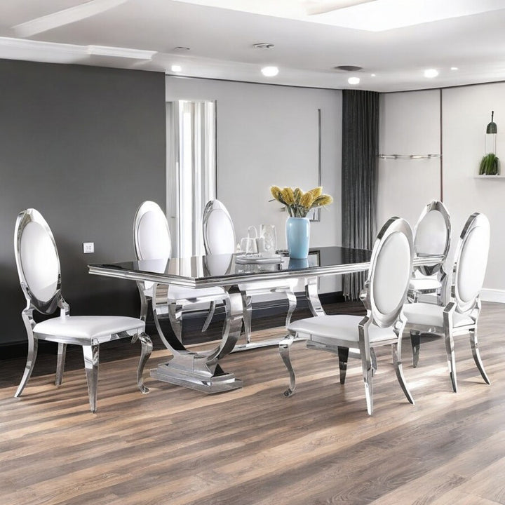 Luxurious Anchorage Side Chairs With Chrome Finish (Set of 2) | Available In White & Black Colors