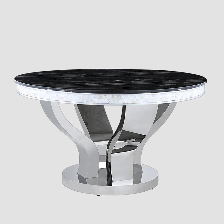 Anchorage Hollywood Glam Silver Dining Table | Available In Black & White Table Top