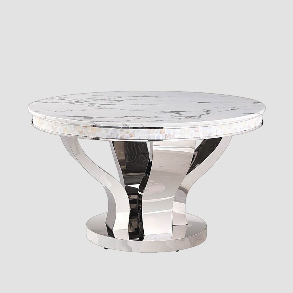 Anchorage Hollywood Glam Silver Dining Table | Available In Black & White Table Top