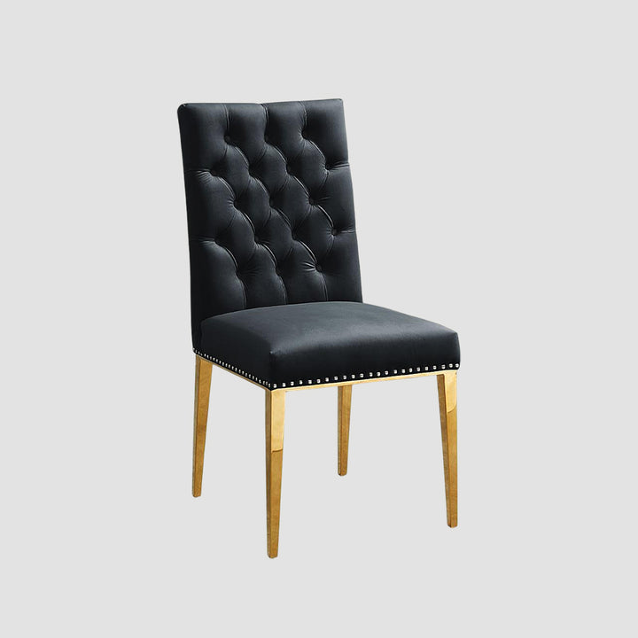 Archer Chic Dining Chair With Gold Finish (Set of 2) | Available In Black & Grey Colors