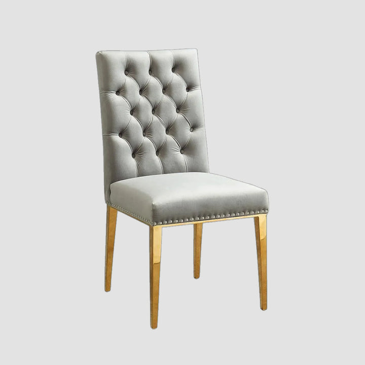 Archer Chic Dining Chair With Gold Finish (Set of 2) | Available In Black & Grey Colors