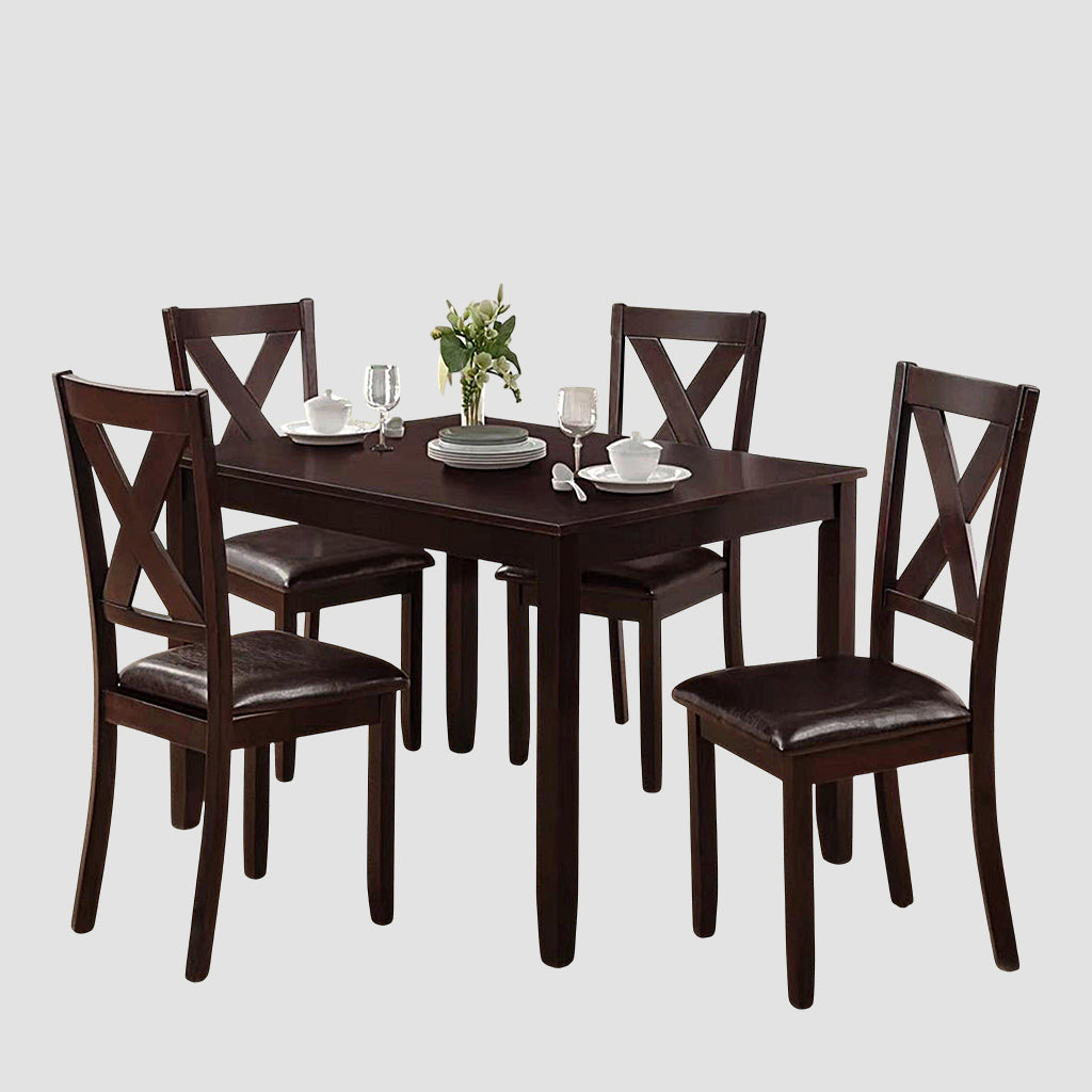 Blossom 5-Piece Small Dining Set | Contemporary Elegance and Functional Design in Espresso Finish