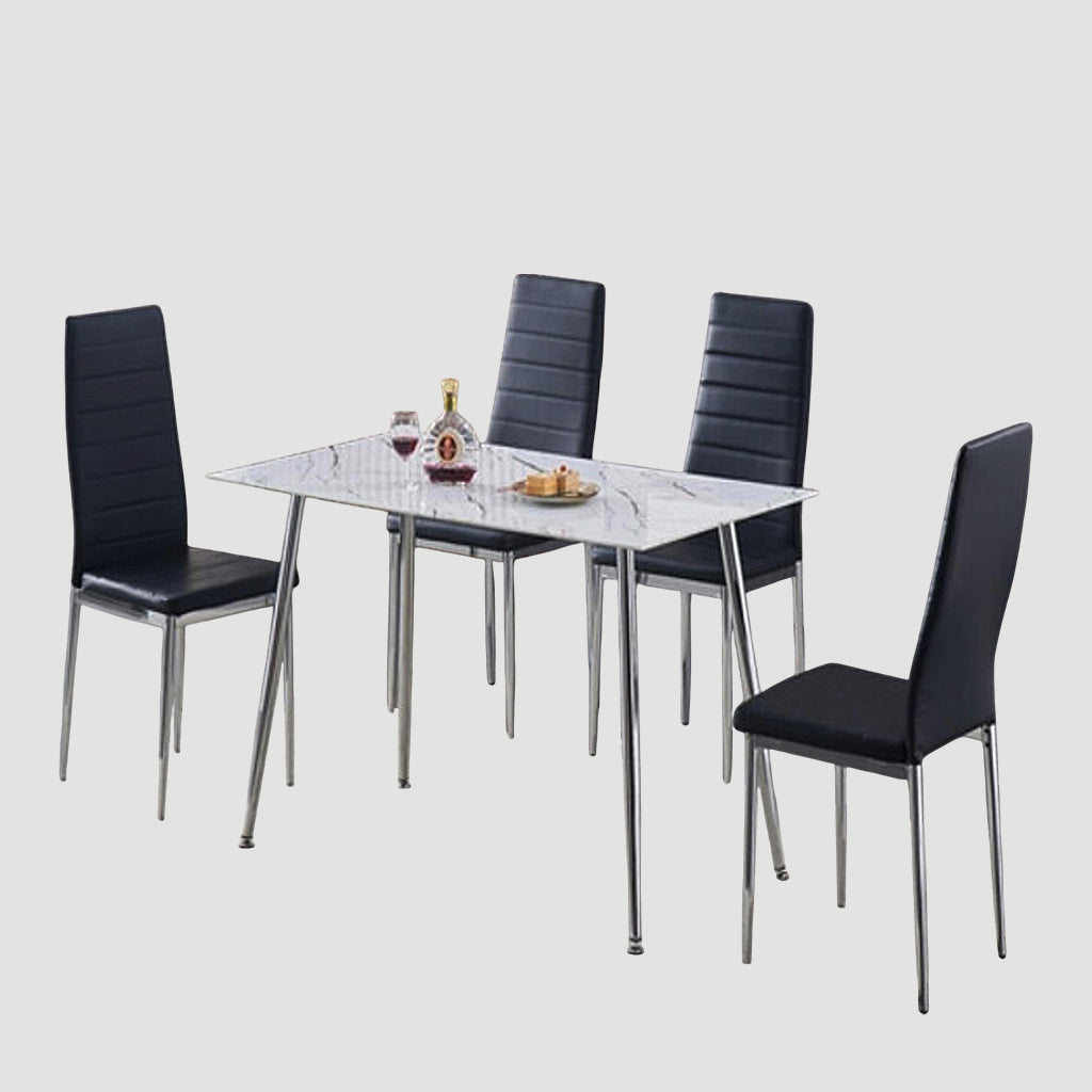 Charlotte 5-Piece Small Dining Set - Midnight Black