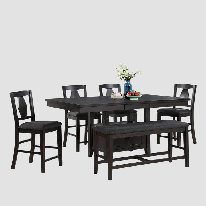 Cherish Stunning Grey 5-Piece Small Dining Set With Pub Height Bench