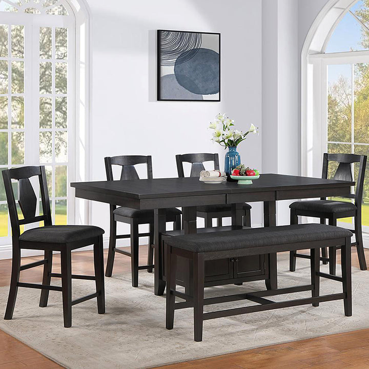 Cherish Stunning Grey 5-Piece Small Dining Set With Pub Height Bench