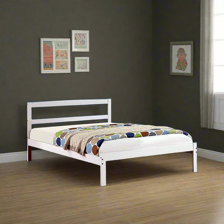 Parker Sleek Platform Bed Frame With Storage Drawers and Pull-Out Trundle - White