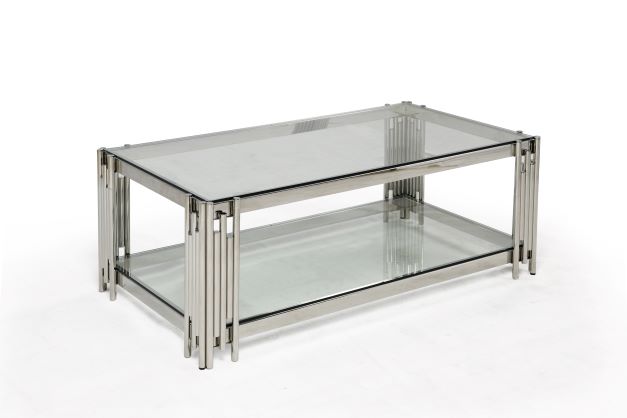 Belini Stainless Steel Coffee Table With Chrome Finish