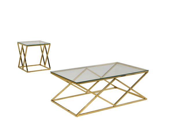Eden Coffee Table Set With Gold Plated Frame