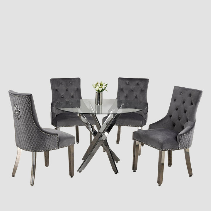 Dashiell Captivating 5-Piece Small Dining Set - Grey