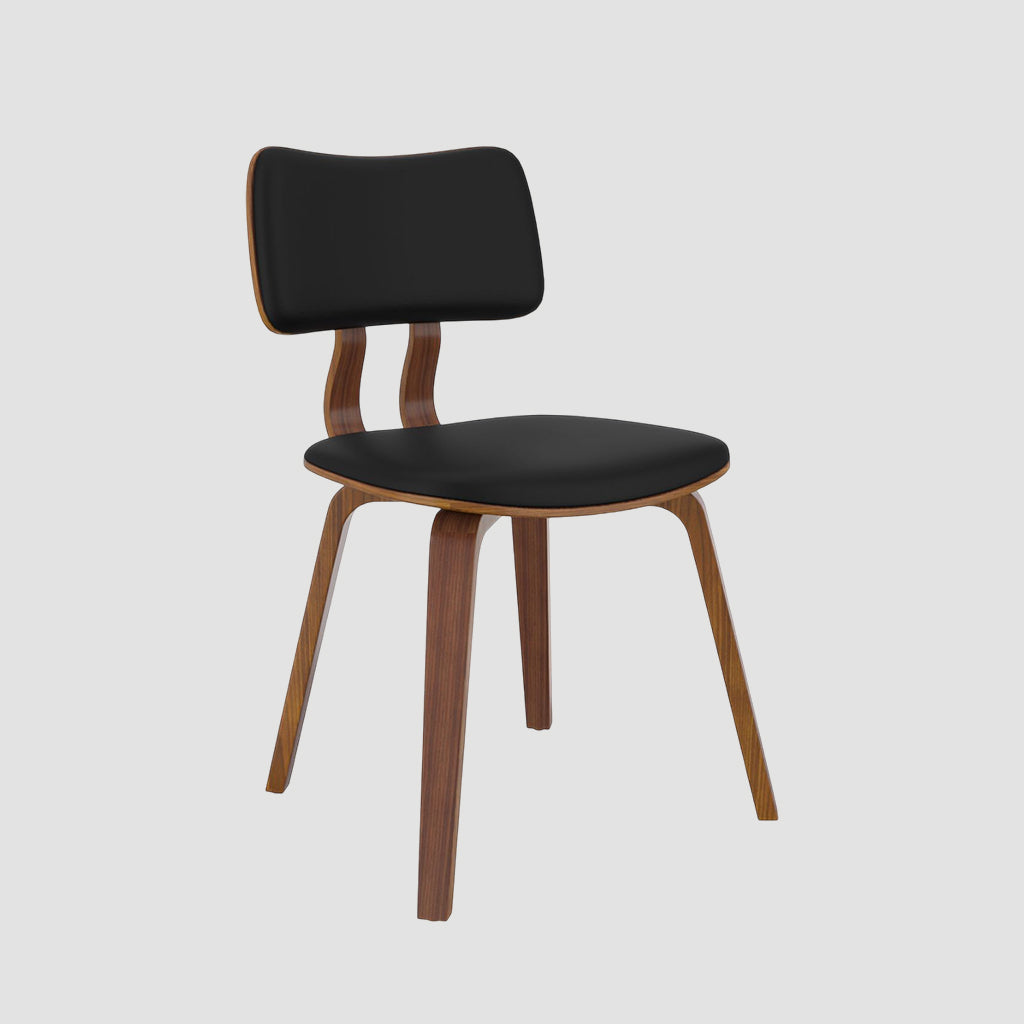 Eden Side Chair in Faux Leather and Walnut | Available In White & Black Colors