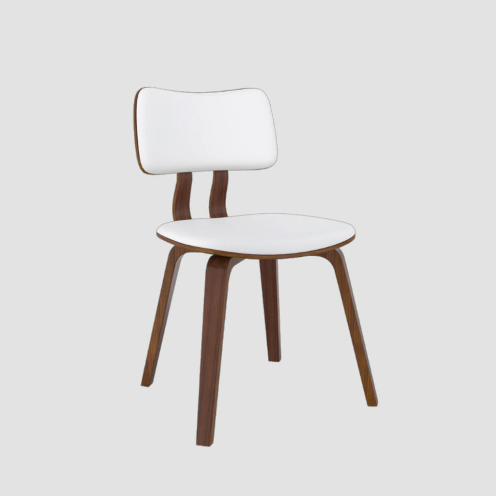 Eden Side Chair in Faux Leather and Walnut | Available In White & Black Colors