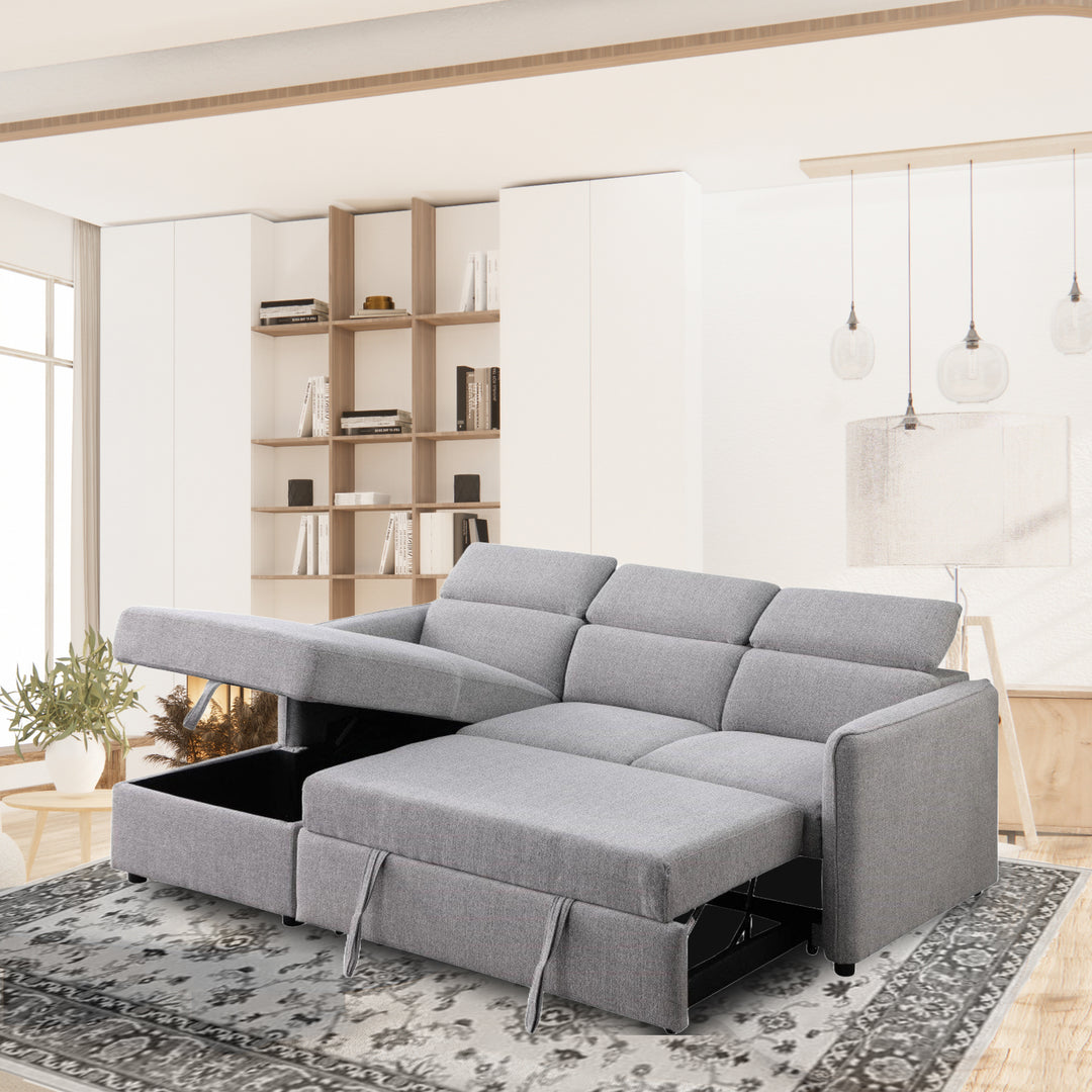 Faith Sectional Sofa Bed With LHF Storage Chaise - Gorge Grey