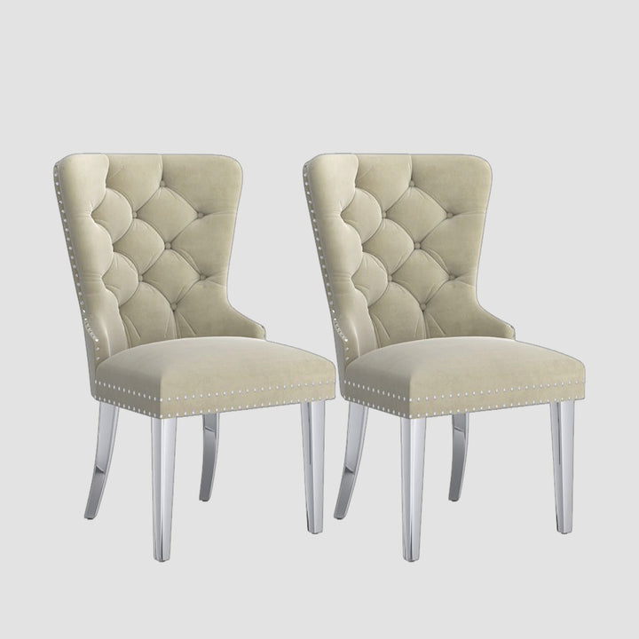 Emerson Relaxing Dining Chair With Velvet Upholstery (Set of 2) | Available in Grey, Blue, Black & Beige Colors