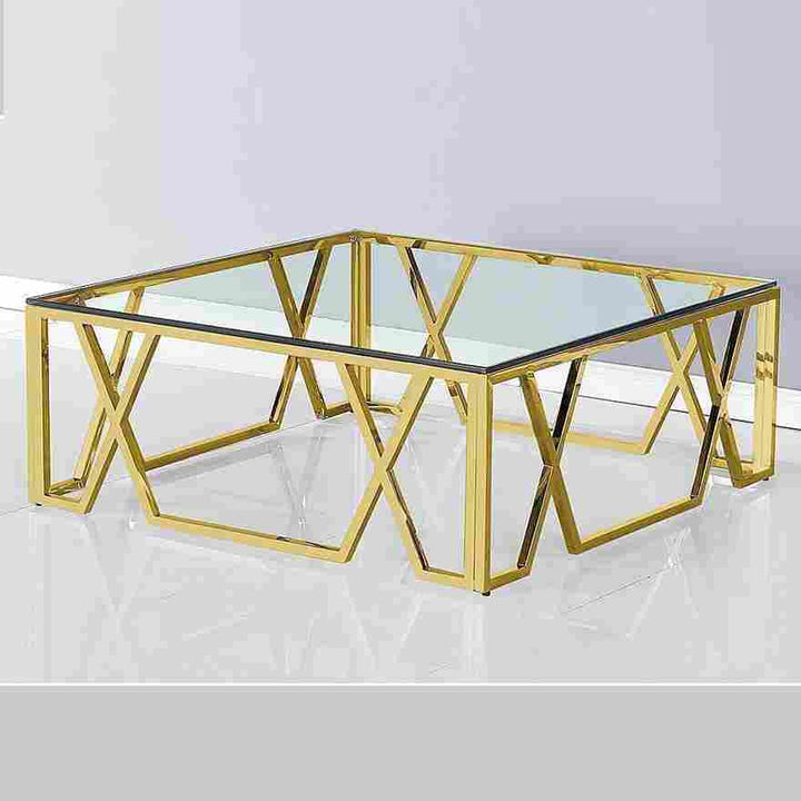 Talia Tempered Glass Coffee Table With Sleek Gold Finish