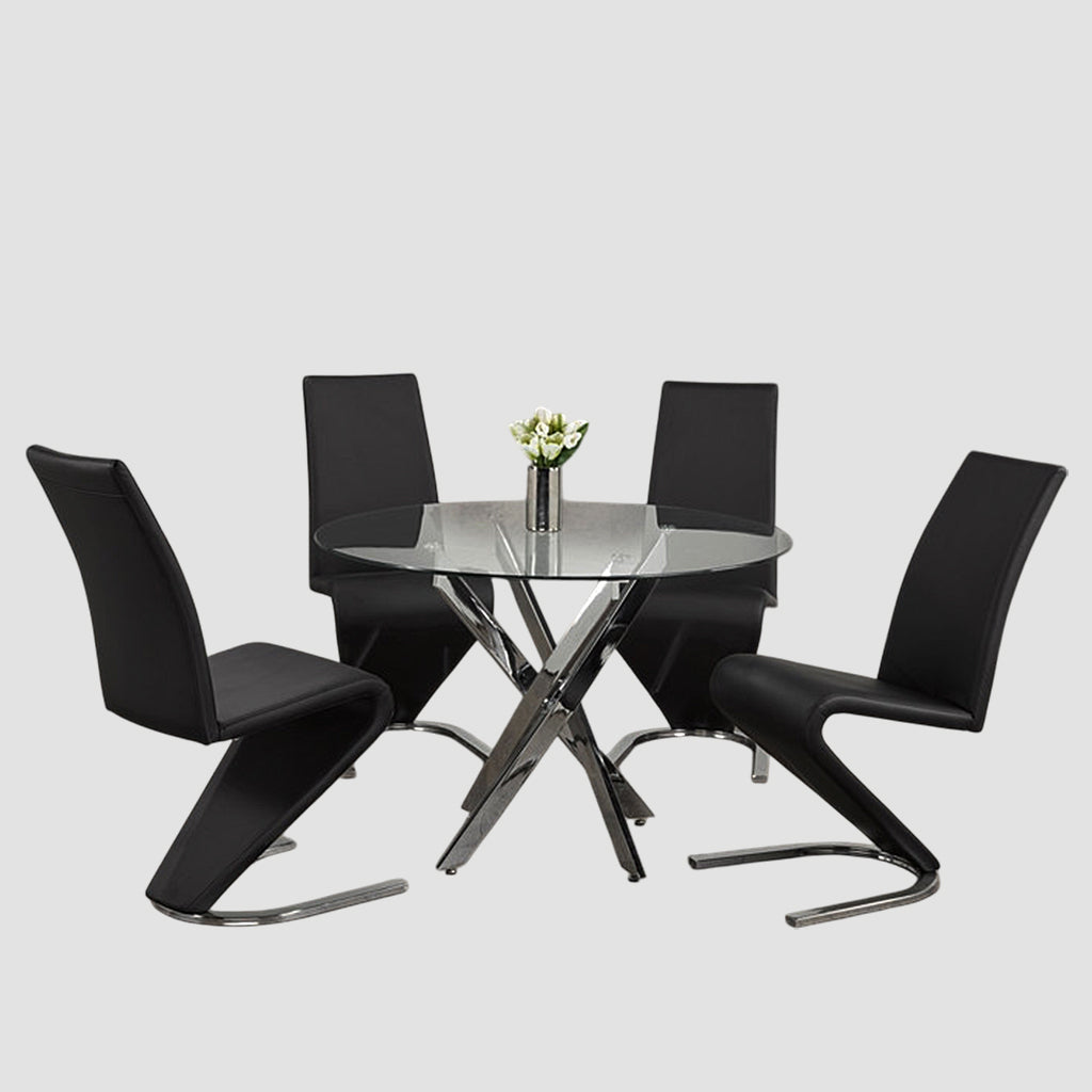 Evelyn Contemporary 5-Piece Small Dining Set - Black