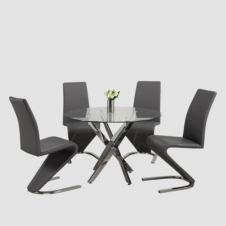 Evelyn Contemporary 5-Piece Small Dining Set - Grey