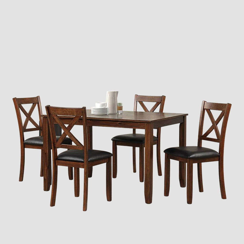 Eza 5-Piece Wooden Dining Set In Striking Cherry Finish