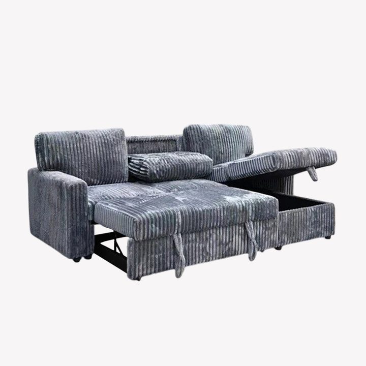 Flair Fabric Upholstered Sectional Sofa Bed With Reversible Chaise - Grey