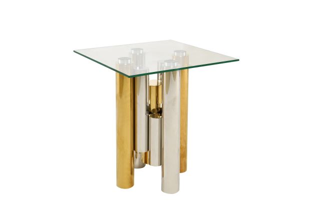 Bethany Elegant Rectangular Coffee Table Set In Gold/ Polished Silver Finish
