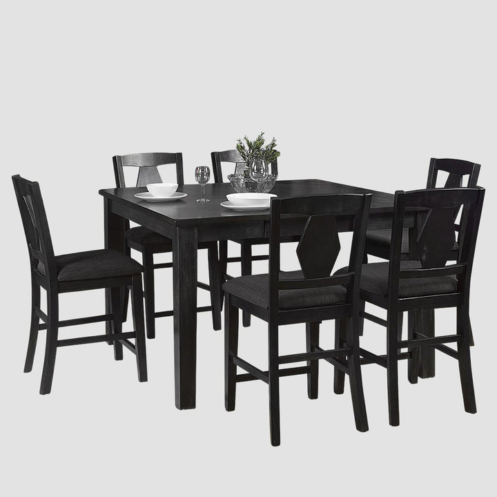 Houston 7-Piece Wooden Dining Set With Extendable Table - Grey