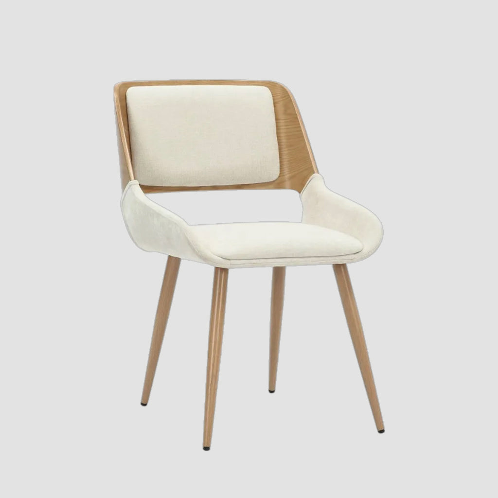 Hudson Dining Chair in Beige Fabric and Natural