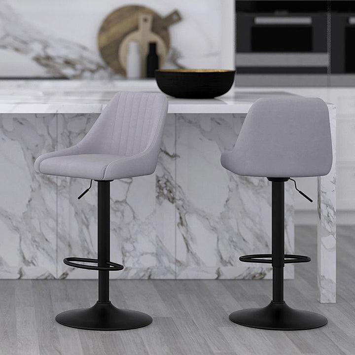 Jasper Adjustable Air-Lift Counter Stool (Set of 2) - Grey/Black