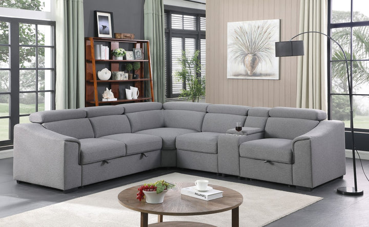 Starlight U-Shaped Sleeper Sectional Sofa In Fabric Upholstery - Grey