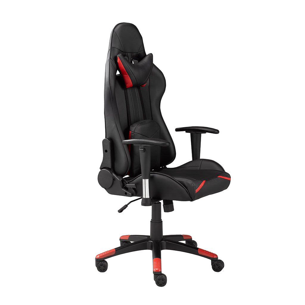 Legend Sleek Gaming Chair In Faux Leather Upholstery - Black/ Red