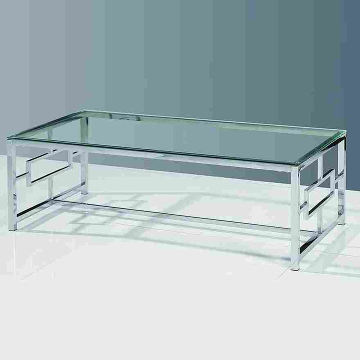 Claire Tempered Glass Coffee Table With Silver Finish